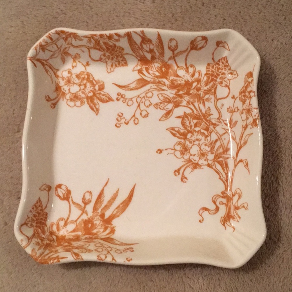 Amber Botanical Ceramic Trinket Servind Dish NWT